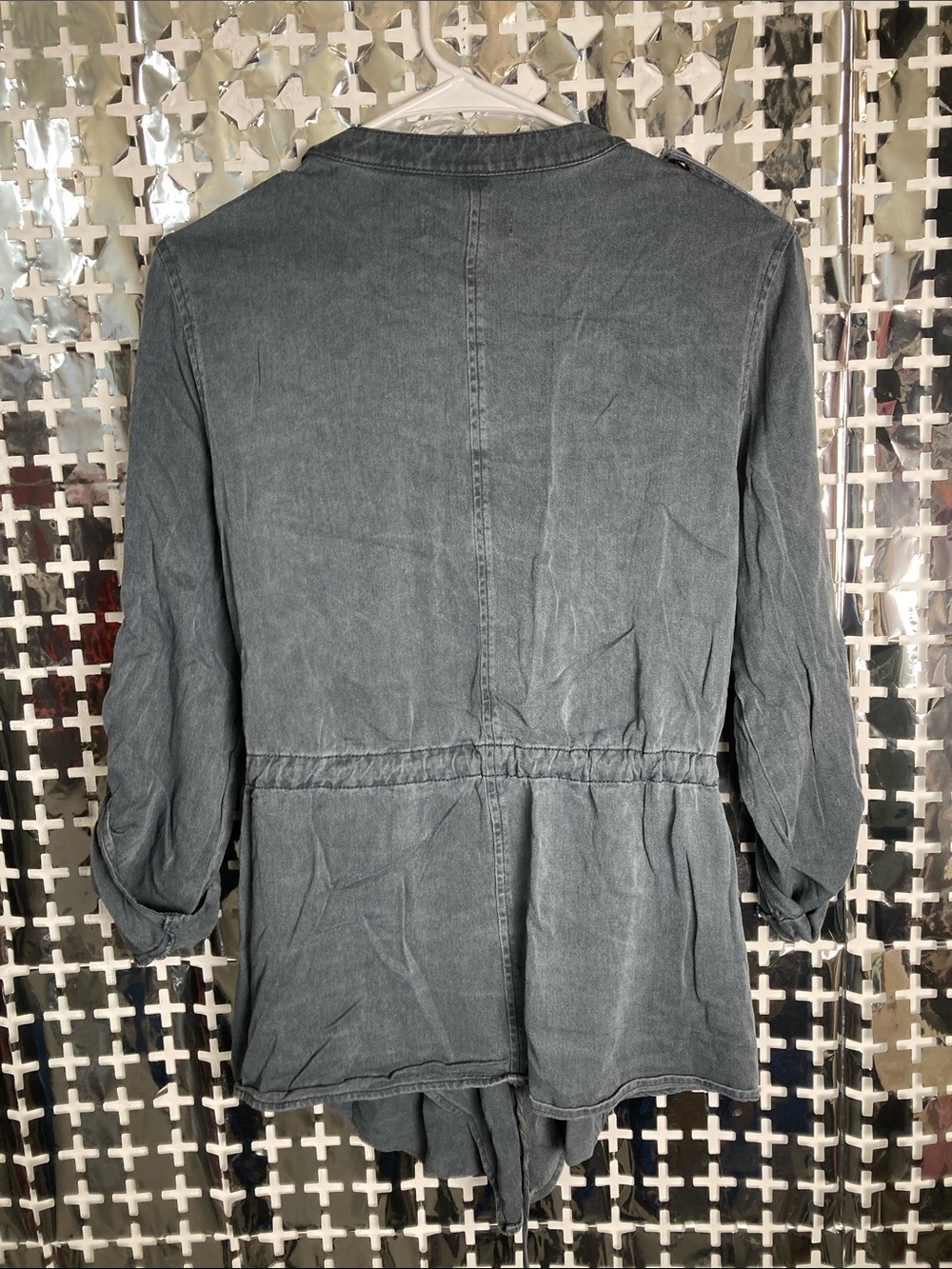 Knox Rose Washed Gray Drawstring Utility Jacket - Picture 3 of 4